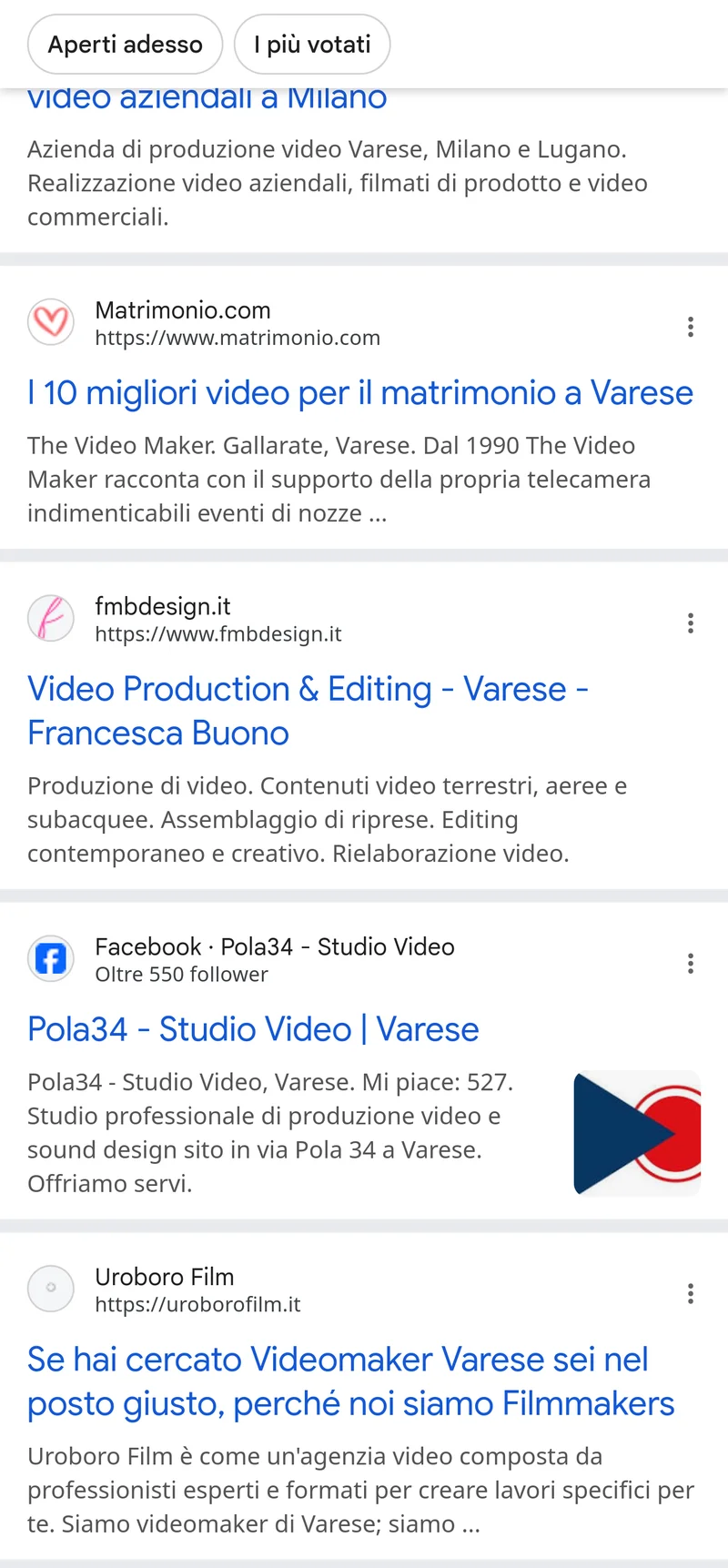 Screenshot query video maker varese